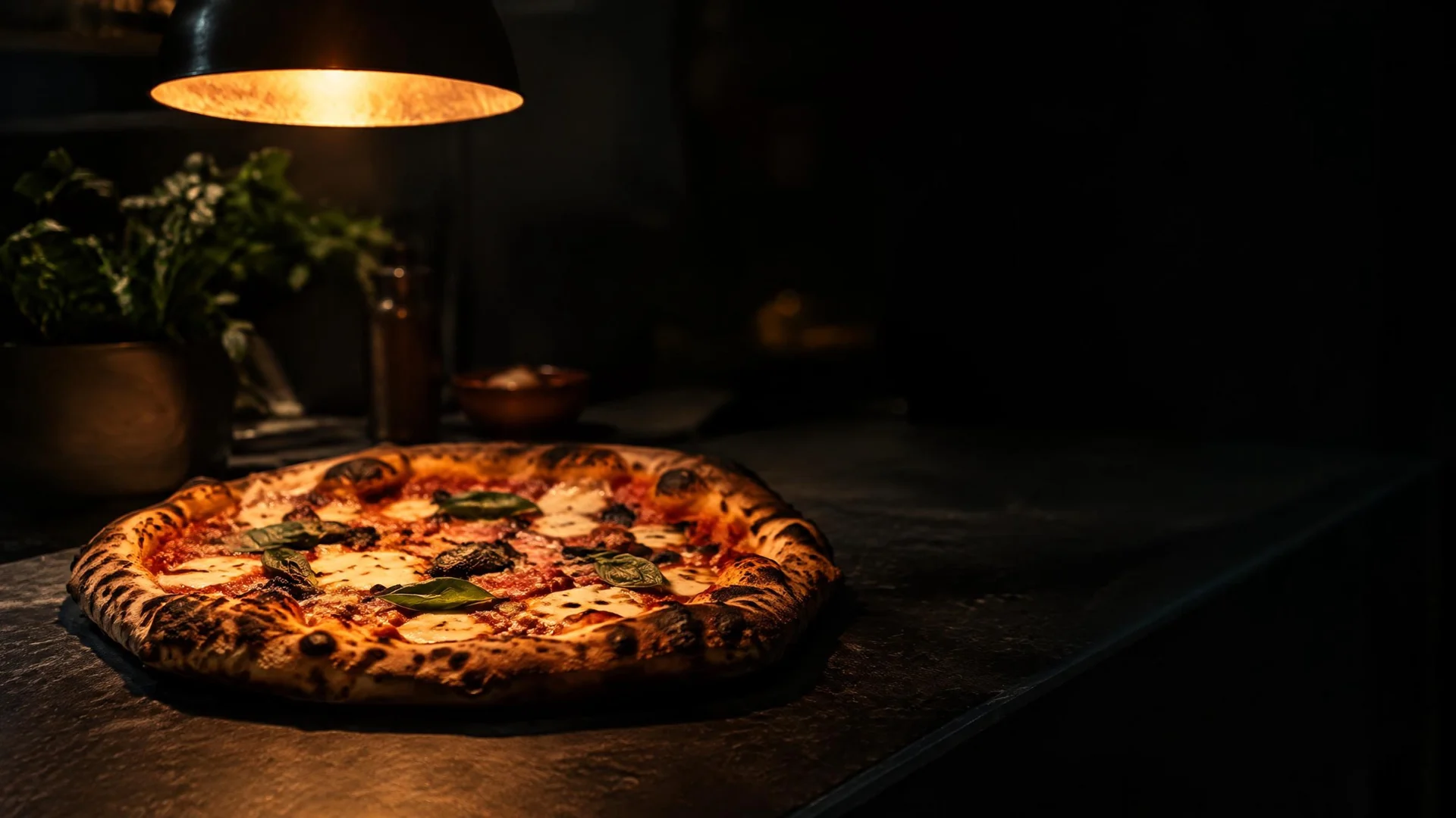 Pizza recién preparada en nuestra mesa
